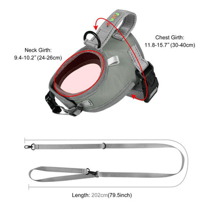 FunAdd Traction Rope Reflective Breathable Nylon Pet Vest Dog Harness, Size: S (Grey)