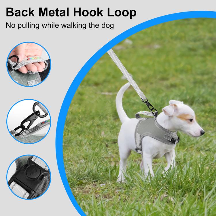 FunAdd Traction Rope Reflective Breathable Nylon Pet Vest Dog Harness, Size: S (Grey)