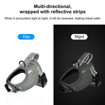 FunAdd Traction Rope Reflective Breathable Nylon Pet Vest Dog Harness, Size: S (Grey)