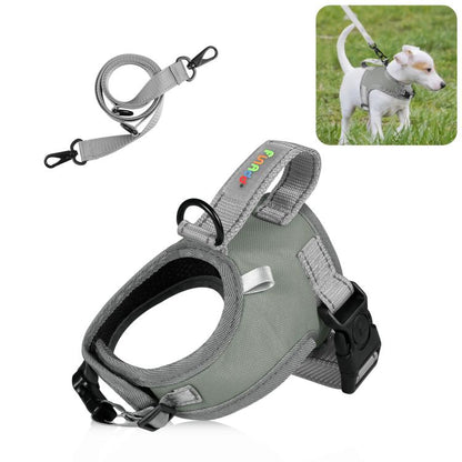 FunAdd Traction Rope Reflective Breathable Nylon Pet Vest Dog Harness, Size: S (Grey)
