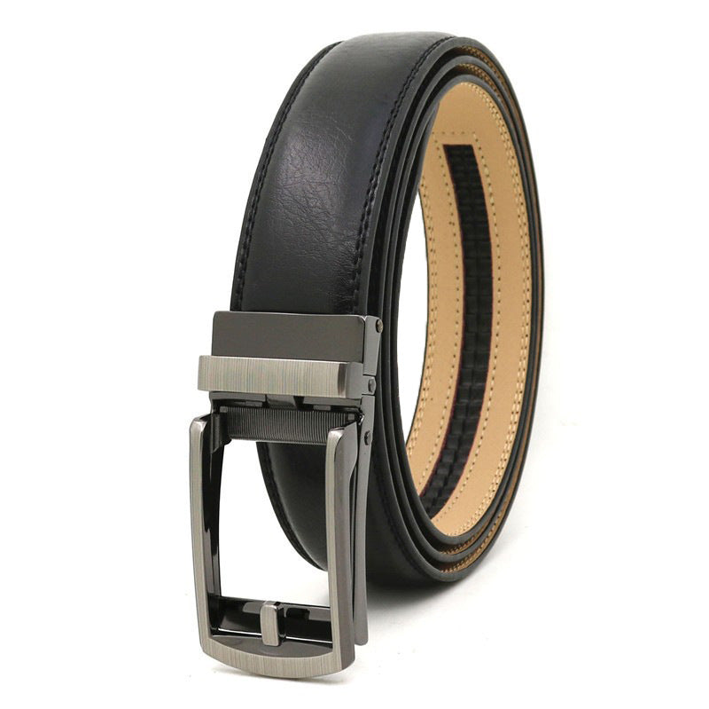 Men's automatic buckle two-layer cowhide leather belt ﻿