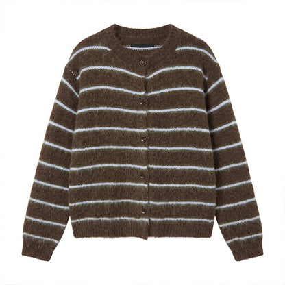 Striped cardigan women's sweater