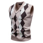 Plaid Sweater Knitwear Casual V-Neck Vest