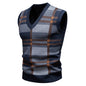 Sweater Knitwear Plaid V-Neck Pullover Casual Vest