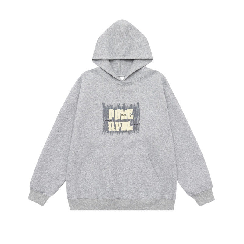 Letter Print Design Unisex Loose Fit Hoodie Sweatshirt