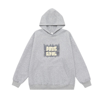 Letter Print Design Unisex Loose Fit Hoodie Sweatshirt