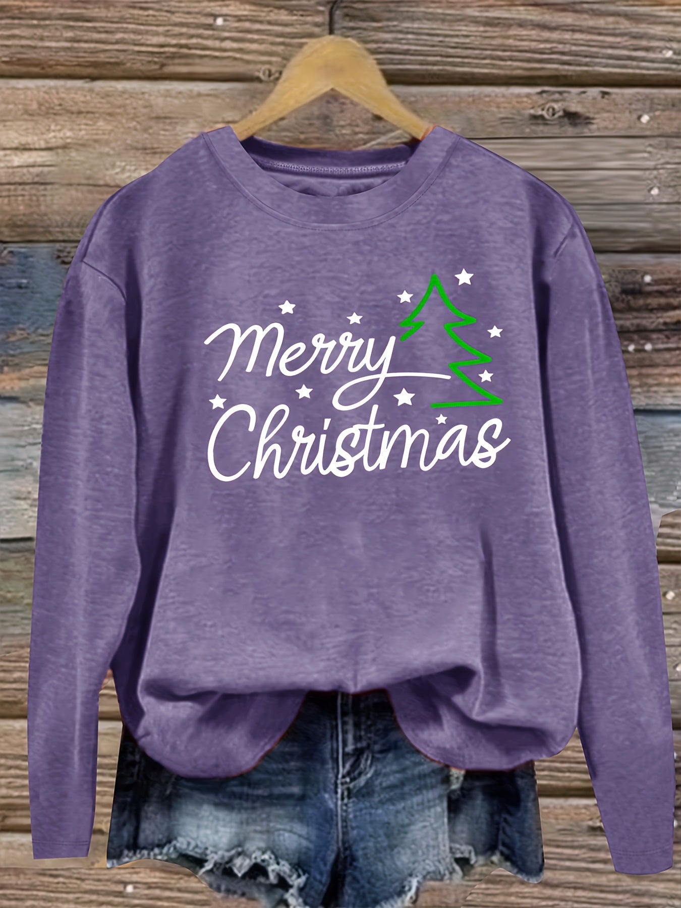 Women's Crew Neck Long Sleeve Top | Merry Christmas