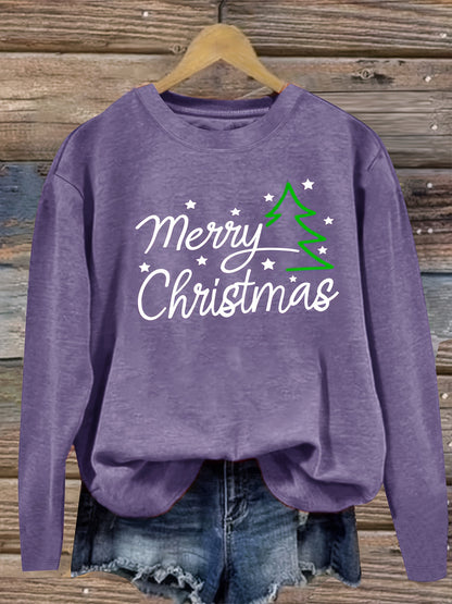 Women's Crew Neck Long Sleeve Top | Merry Christmas