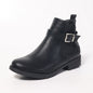 Low Heel Buckle Checkered Leather Boots