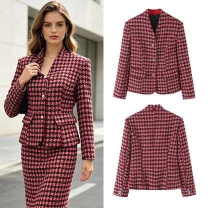 V-neck woolen suit jacket for women