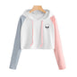 SweatyRocks Alien Print Contrast Sleeve Graphic Hoodies