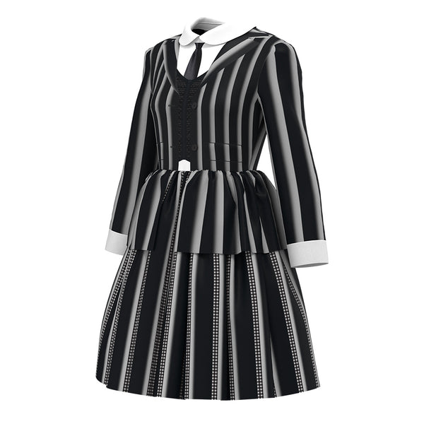 Jiamai New Wednesday Cosplay Striped Dress