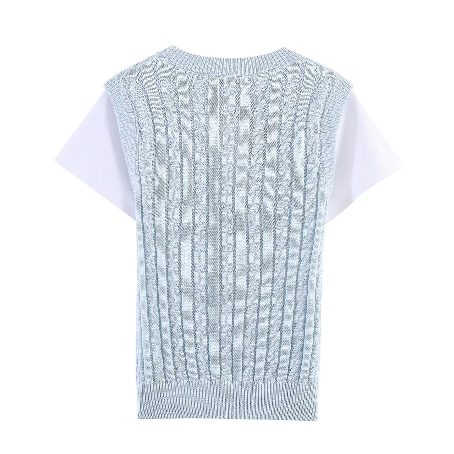 Women's Short Sleeve Color-blocked Mock Two-Piece