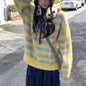 Contrast striped long sleeved sweater