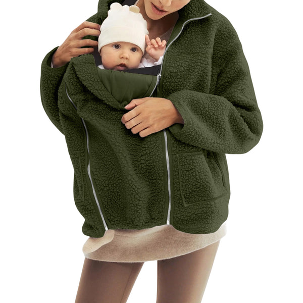 Fleece High Neck Relaxed Fit Women's Coat