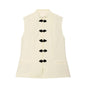 Buckled sleeveless standing collar vest