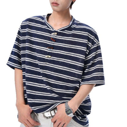 Henley Neck Short Sleeve T-Shirt Men