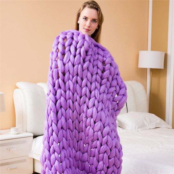 Chunky Knit Cotton Throw Blanket