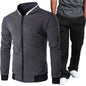Casual Plaid Zip-Up Fleece-Lined Cargo Jacket and Pants Set