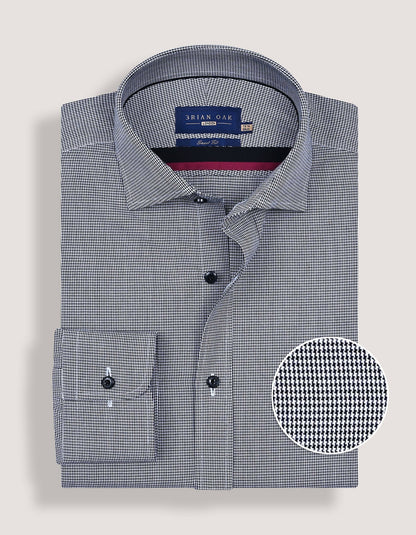 Black Houndstooth Check Shirt