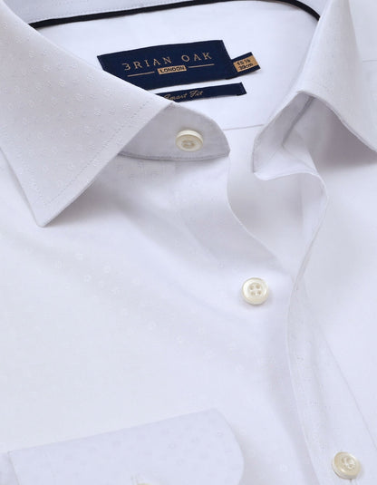 White Floral Textured Smart Fit Shirt