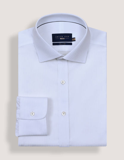 White Self Striped Textured Shirt