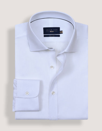 White Self Striped Textured Shirt