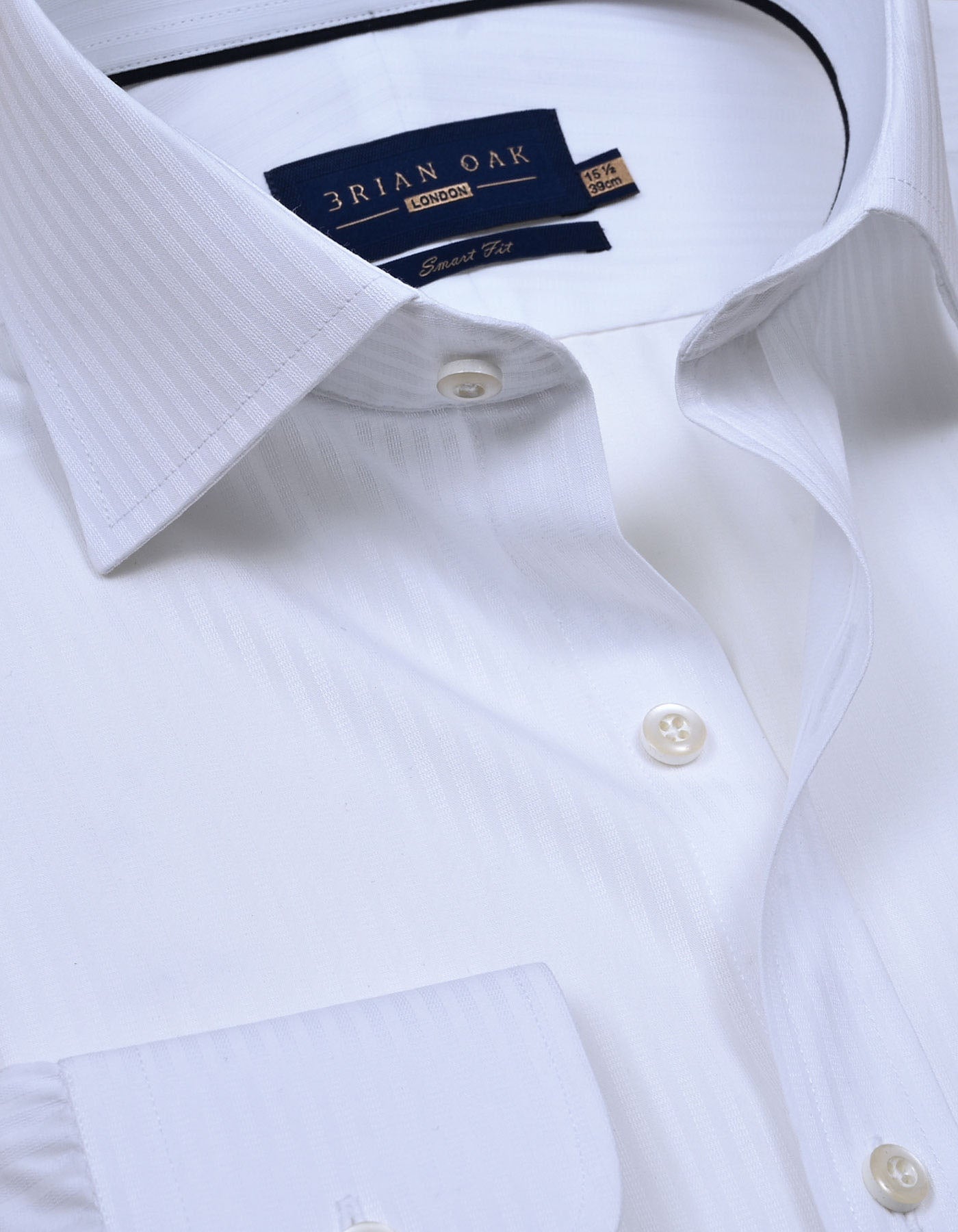 White Self Striped Textured Shirt