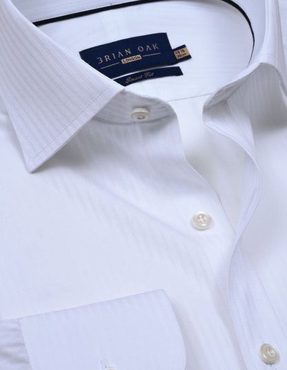 White Self Striped Textured Shirt