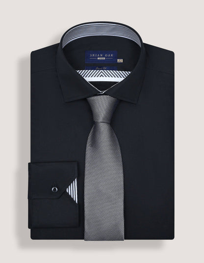Easy Care Designer Black Satin Shirt
