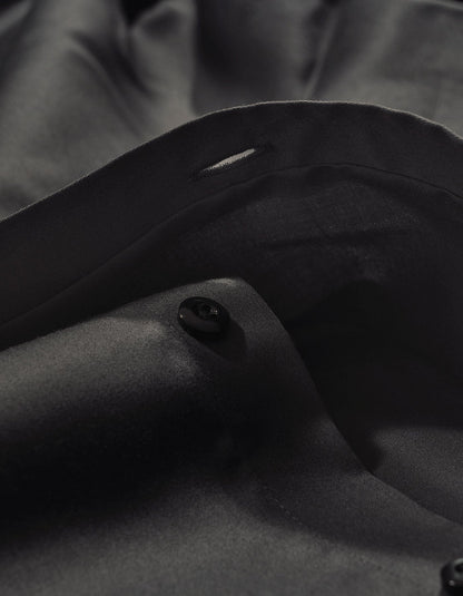 Charcoal Plain Satin Dress Shirt