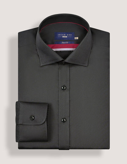 Charcoal Plain Satin Dress Shirt