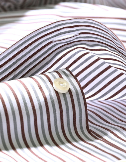 Chemise habillée à rayures marron et grises
