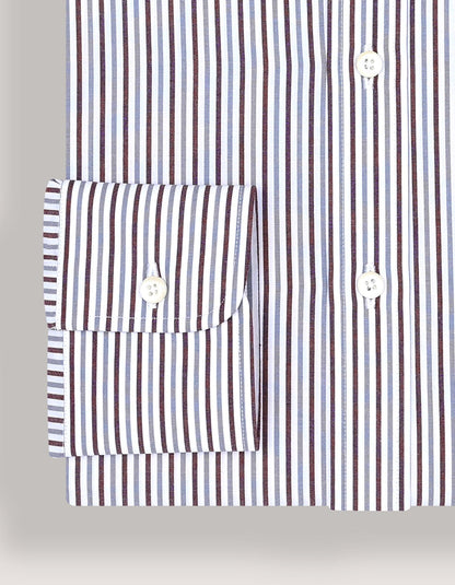 Chemise habillée à rayures marron et grises