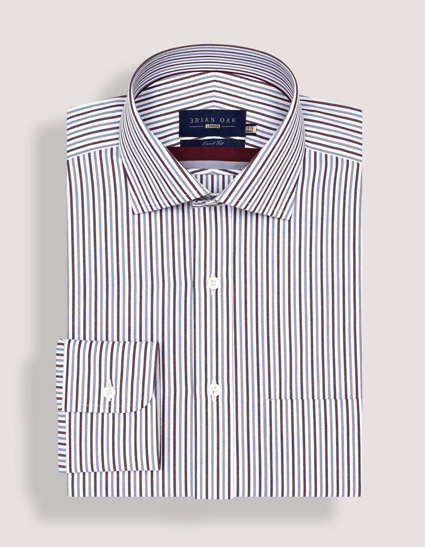 Chemise habillée à rayures marron et grises