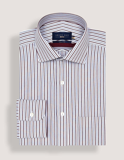 Chemise habillée à rayures marron et grises