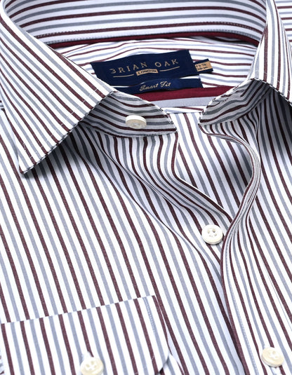 Chemise habillée à rayures marron et grises