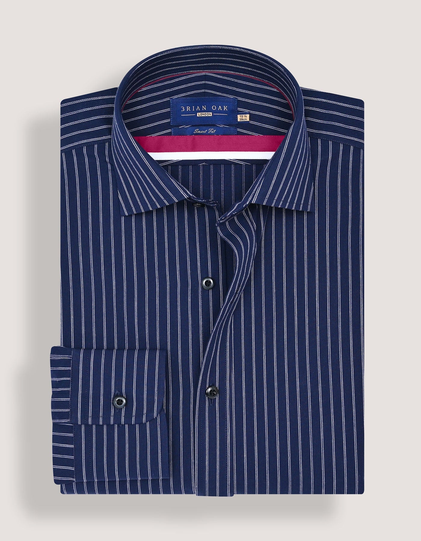 Navy & White Striped Formal Shirt