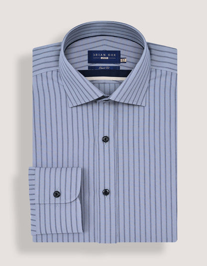 Chemise habillée grise à rayures marines