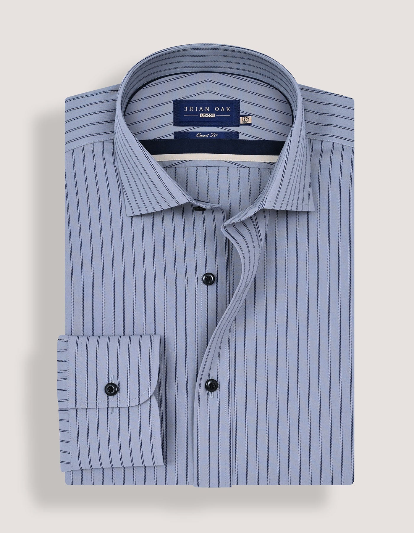 Chemise habillée grise à rayures marines