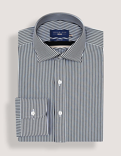 Black and White Striped Formal Shirt