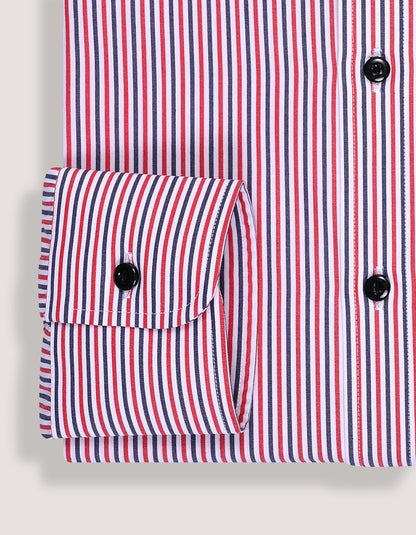 Contrast Red & Blue Striped Formal Shirt