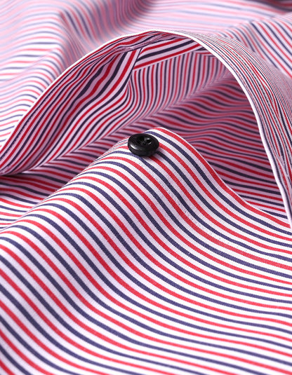 Contrast Red & Blue Striped Formal Shirt