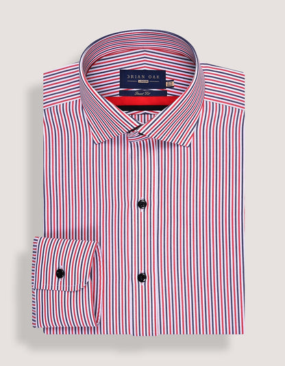 Contrast Red & Blue Striped Formal Shirt