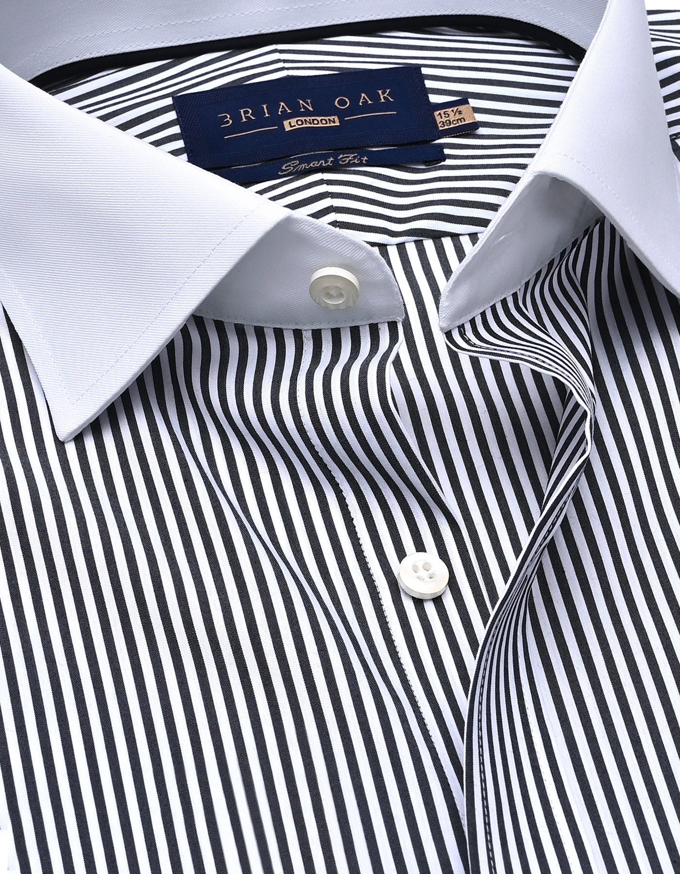 Monochrome Striped Shirt with White Collar