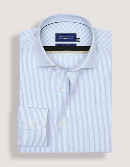 Striped Cotton Dress Shirt – Blue and Mustard