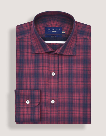 Maroon and Black Cotton Check Shirt