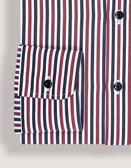 Chemise en coton rayée bordeaux