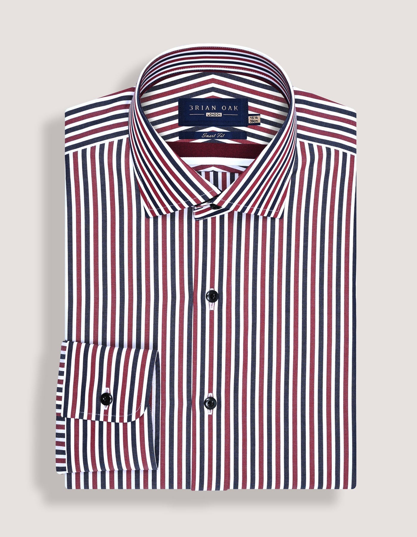 Chemise en coton rayée bordeaux