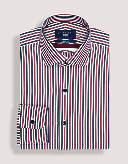 Chemise en coton rayée bordeaux